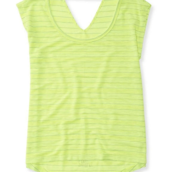 Aeropostale Womens Open-Back V Basic T-Shirt, Green, Juniors, X-Small