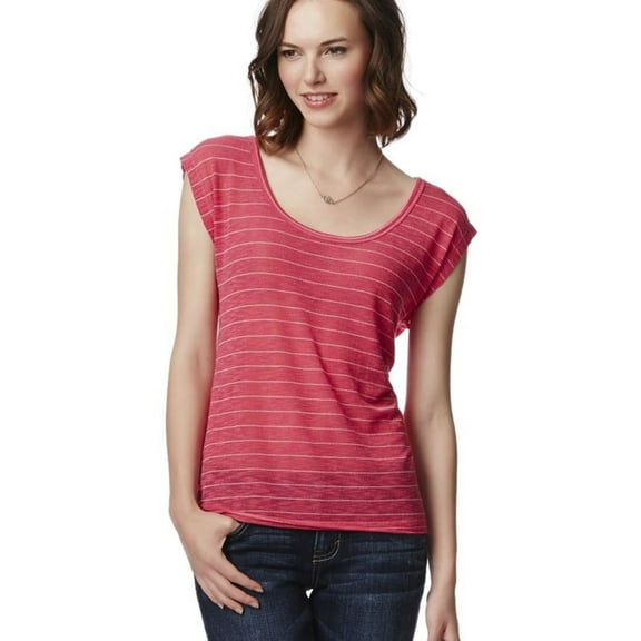 Aeropostale Womens Open-Back V Basic T-Shirt, Pink, Juniors, X-Small