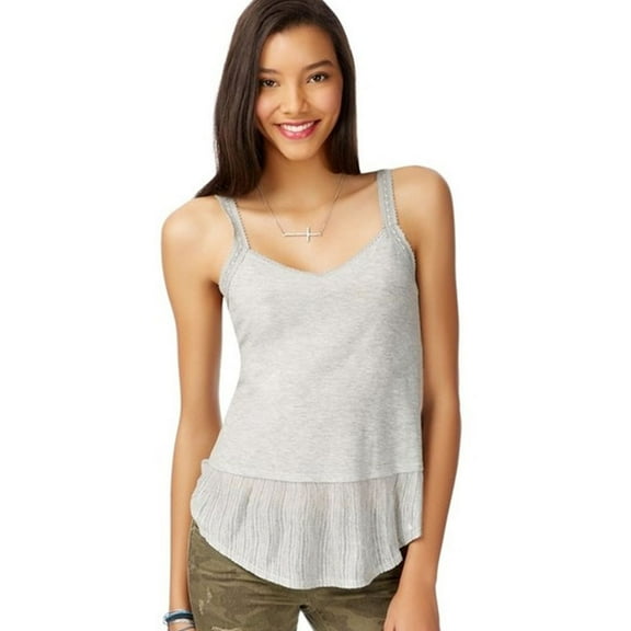 Aeropostale Womens Peplum Tank Top, Grey, Juniors, Small
