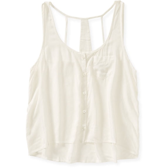 Aeropostale Womens Pocket Woven Tank Top, Off-White, Juniors, X-Small