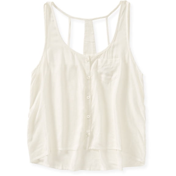 Aeropostale Womens Pocket Woven Tank Top, Off-White, Juniors, X-Small