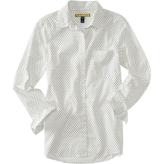 Aeropostale Womens Polka Dot Button Up Shirt, Off-White, Juniors, Medium
