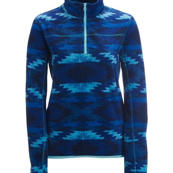 Aeropostale Womens Printed 1/4 Fleece Jacket, Blue, Juniors, Small
