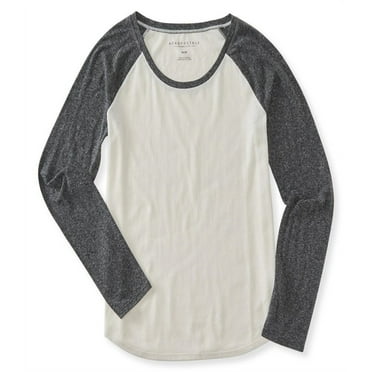 Aeropostale Womens Raglan Basic T-Shirt, Off-White, Juniors, Medium
