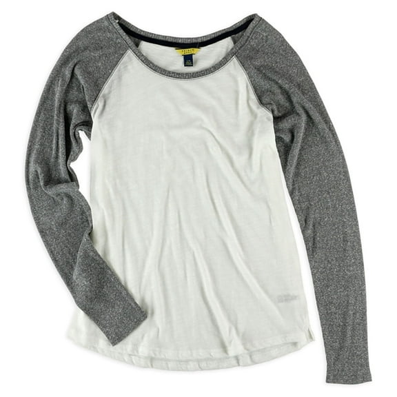 Aeropostale Womens Raglan LS Basic T-Shirt, Off-White, Juniors, Large