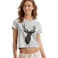thumbnail image 1 of Aeropostale Womens Reindeer Lights Graphic T-Shirt, Grey, Juniors, Medium, 1 of 2