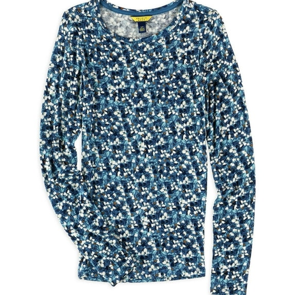 Aeropostale Womens Ribbed Floral Graphic T-Shirt, Blue, Juniors, X-Small