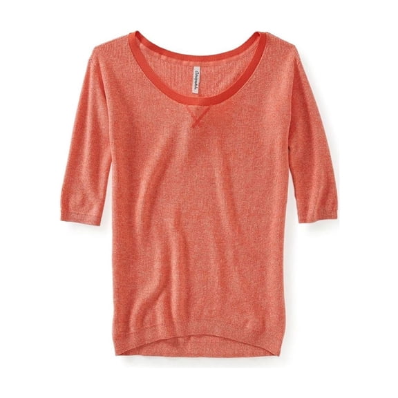 Aeropostale Womens Ribbed Knit Sweater, Orange, Juniors, Medium