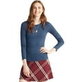 thumbnail image 1 of Aeropostale Womens Ribbed LS Basic T-Shirt, Blue, Juniors, Medium, 1 of 2
