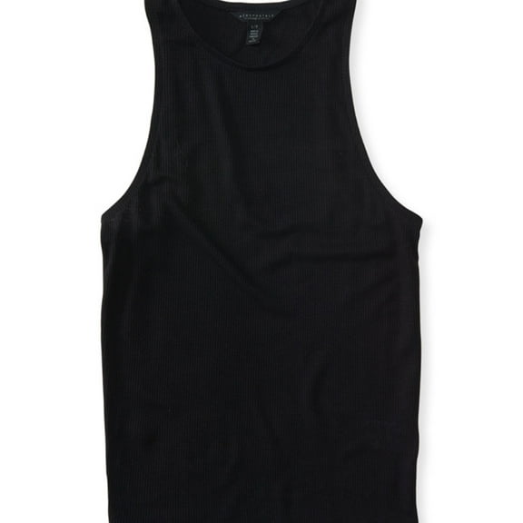 Aeropostale Womens Ribbed Tank Top, Black, X-Small