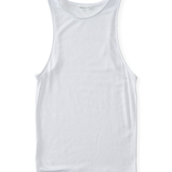 Aeropostale Womens Ribbed Tank Top, White, Juniors, Small