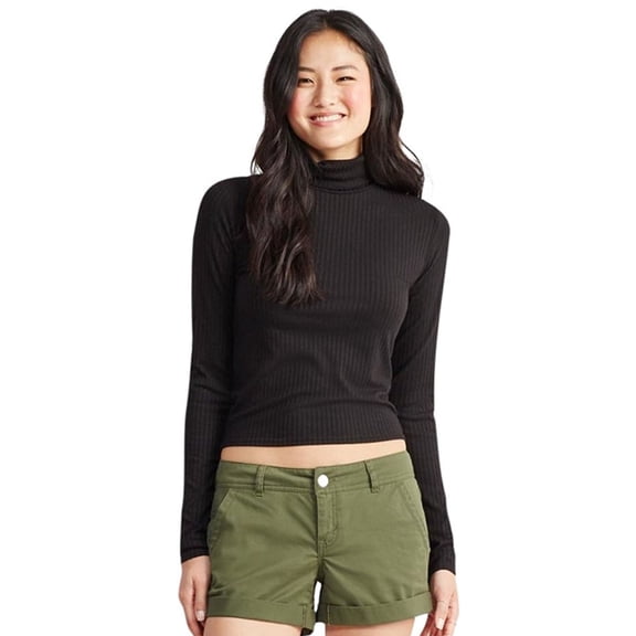 Aeropostale Womens Ribbed Turtleneck Pullover Sweater, Black, X-Small