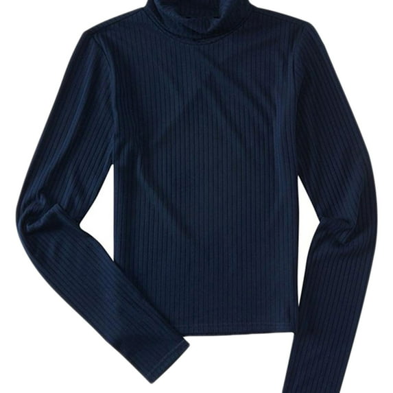 Aeropostale Womens Ribbed Turtleneck Pullover Sweater, Blue, Juniors, Medium