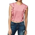 thumbnail image 1 of Aeropostale Womens Ruffled Crop Pullover Blouse, Pink, Juniors, X-Small, 1 of 2