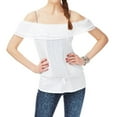 thumbnail image 1 of Aeropostale Womens Ruffled Ribbed Placket Sheer Dolman Blouse, White, Juniors, X-Large, 1 of 1