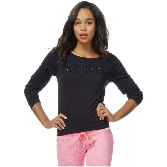 Aeropostale Womens SHINE Rhinestone Embellished T-Shirt, Black, Juniors, Medium