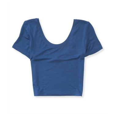 Aeropostale Womens Scoop-Back Bodycon Basic T-Shirt, Blue, Juniors, X-Large