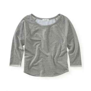 Aeropostale Womens Scoop Crew Sweatshirt, Grey, Juniors, Medium