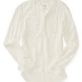 thumbnail image 1 of Aeropostale Womens Semi-sheer Henley Shirt, Off-White, Juniors, Medium, 1 of 1