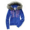 thumbnail image 1 of Aeropostale Womens Sequin Logo Fur Hoodie Sweatshirt, 1 of 1