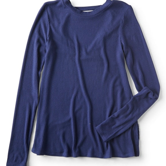 Aeropostale Womens Seriously Ribbed Pullover Blouse, Blue, Juniors, Large