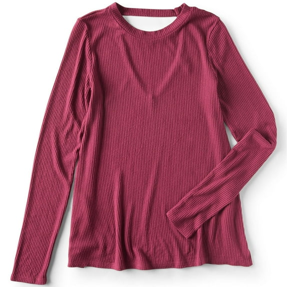 Aeropostale Womens Seriously Ribbed Pullover Blouse, Red, Juniors, Small