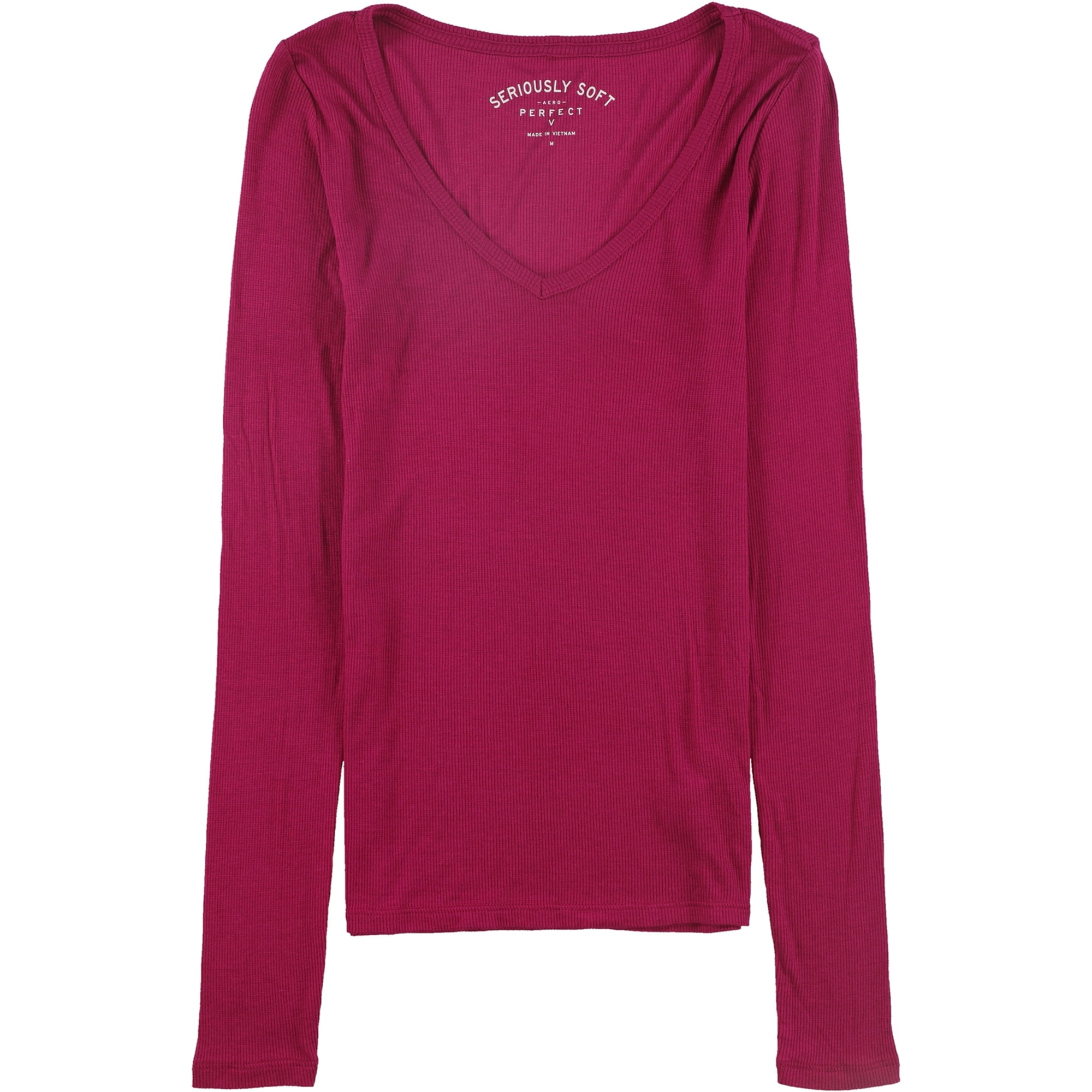 Aeropostale Womens Seriously Soft Ribbed Basic T-Shirt, Pink, X-Small 
