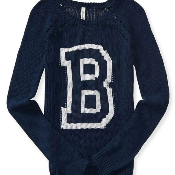Aeropostale Womens Sheer B Pullover Sweater, Blue, Juniors, Small