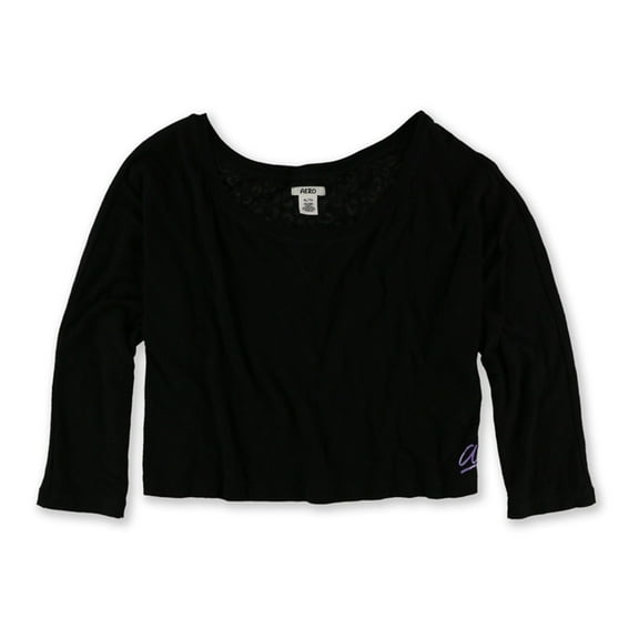 Aeropostale Womens Sheer Back Pajama Sleep T-shirt, Black, Medium