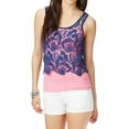 thumbnail image 1 of Aeropostale Womens Sheer Crochet-front Tank Top, Blue, Juniors, Medium, 1 of 2