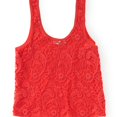 thumbnail image 1 of Aeropostale Womens Sheer Crochet-front Tank Top, Orange, Juniors, Large, 1 of 1