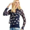 thumbnail image 1 of Aeropostale Womens Sheer Floral Button Down Blouse, Blue, Juniors, Small, 1 of 2