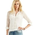 thumbnail image 1 of Aeropostale Womens Sheer Hearts Button Up Shirt, Off-White, Juniors, Large, 1 of 2