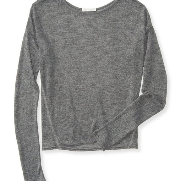 Aeropostale Womens Sheer Knit Pullover Sweater, Grey, Juniors, Medium