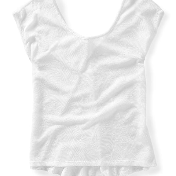 Aeropostale Womens Sheer Lace Inset Knit Blouse, White, Juniors, Medium
