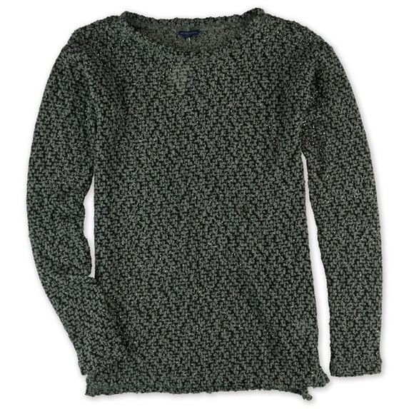 Aeropostale Womens Sheer Lace Knit Sweater, Grey, Juniors, Small