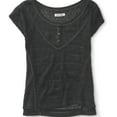 thumbnail image 1 of Aeropostale Womens Sheer Mixed Knit Henley Sweater, Grey, Medium, 1 of 1