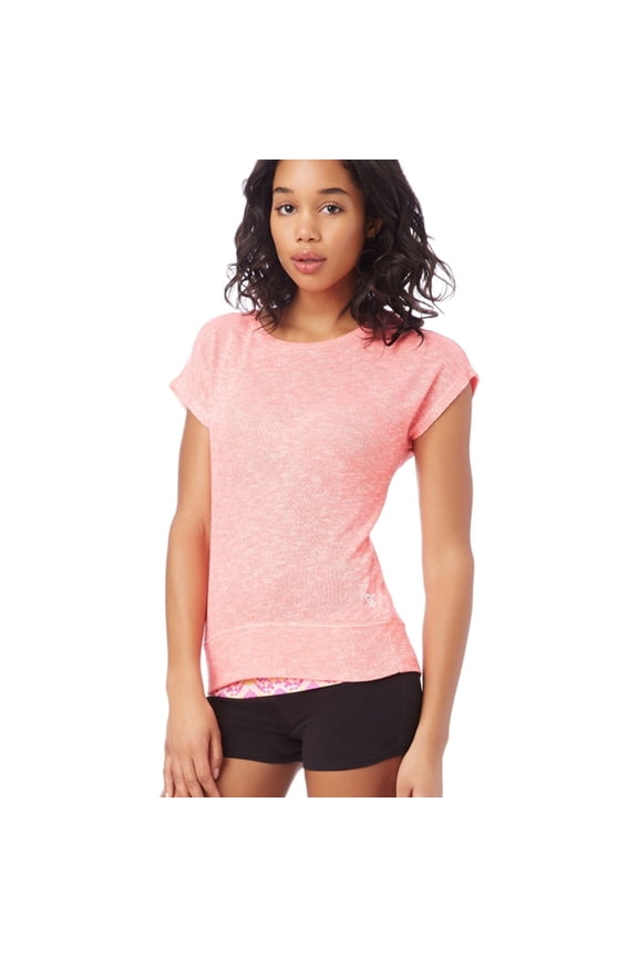Aeropostale Womens Sheer Scoop-Back Knit Basic T-Shirt, Pink, Juniors, Medium