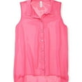 thumbnail image 1 of Aeropostale Womens Sheer Solid Color Chiffon Woven Button Up Shirt, Pink, Juniors, Small, 1 of 2