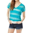 thumbnail image 1 of Aeropostale Womens Sheer Stripe Wide Basic T-Shirt, Green, Juniors, X-Large, 1 of 2