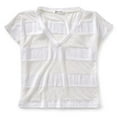 thumbnail image 1 of Aeropostale Womens Sheer Stripe Wide Basic T-Shirt, White, Juniors, X-Large, 1 of 1