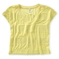 thumbnail image 1 of Aeropostale Womens Sheer Stripe Wide Basic T-Shirt, Yellow, Juniors, Large, 1 of 1