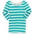 thumbnail image 1 of Aeropostale Womens Sheer Striped Basic T-Shirt, Green, Juniors, X-Small, 1 of 1