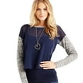 thumbnail image 1 of Aeropostale Womens Sheer Tulip Back Basic T-Shirt, Blue, Juniors, X-Large, 1 of 3