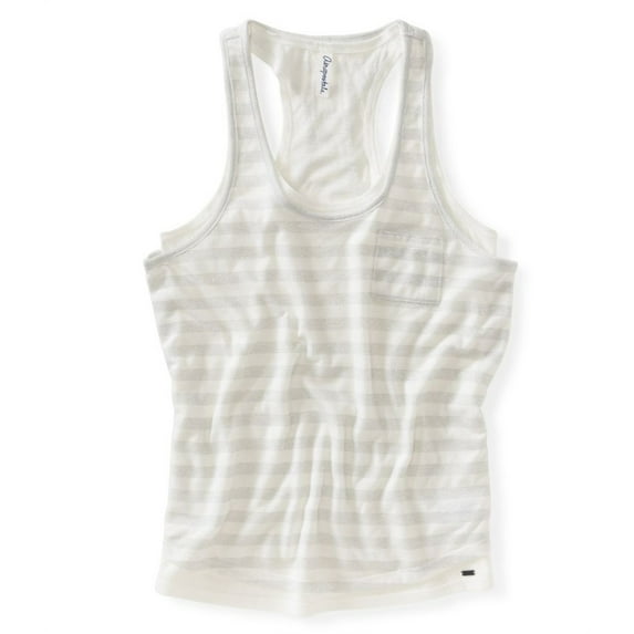 Aeropostale Womens Shimmer Stripe Tank Top, White, Medium