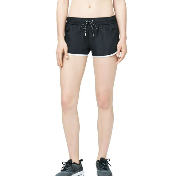 Aeropostale Womens Simple Contrast Athletic Workout Shorts, Black, Juniors, Large