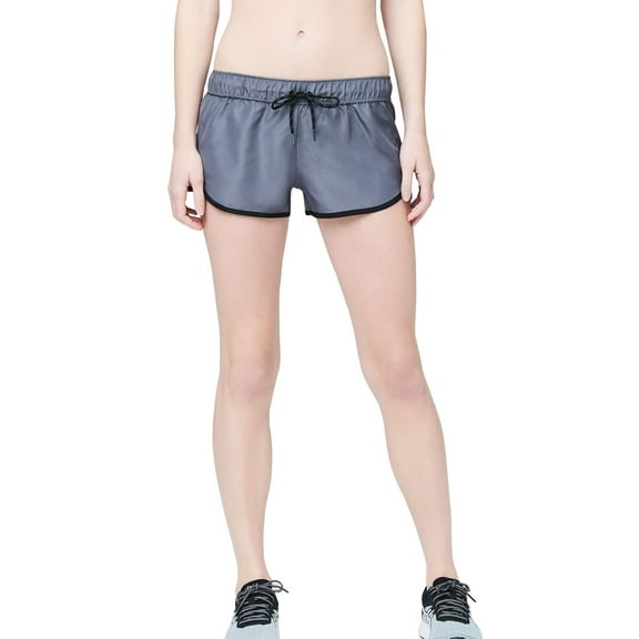 Aeropostale Womens Simple Contrast Athletic Workout Shorts, Grey, Juniors, Small