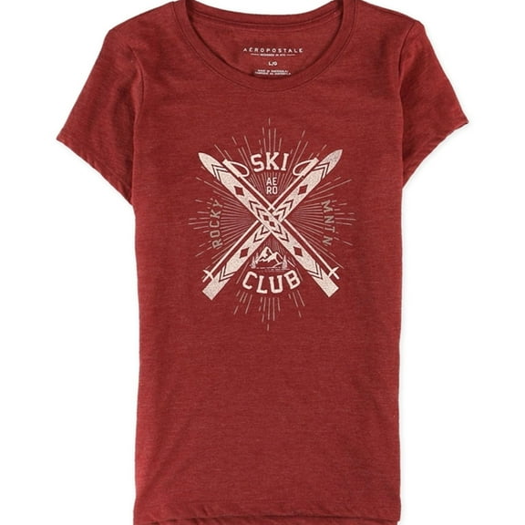 Aeropostale Womens Ski Club Graphic T-Shirt, Red, Juniors, X-Small