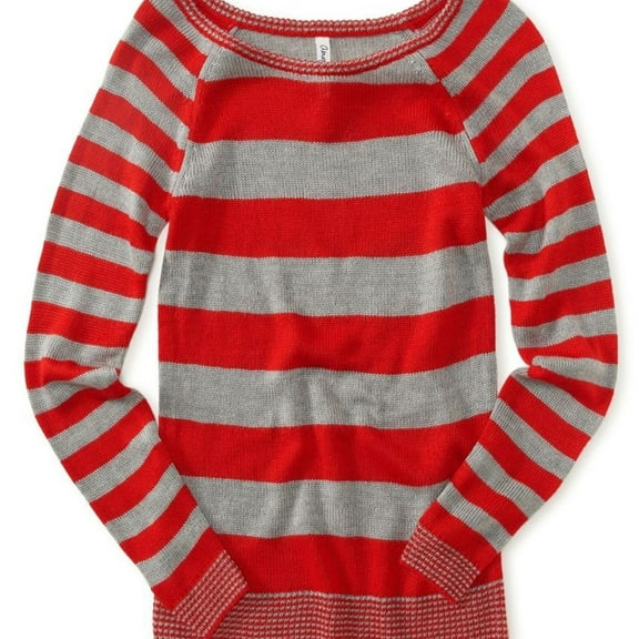 Aeropostale Womens Skinny Stripe Crew Knit Sweater, Red, Juniors, X-Small
