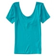 thumbnail image 1 of Aeropostale Womens Solid Double Scoop Basic T-Shirt, Green, Large, 1 of 1